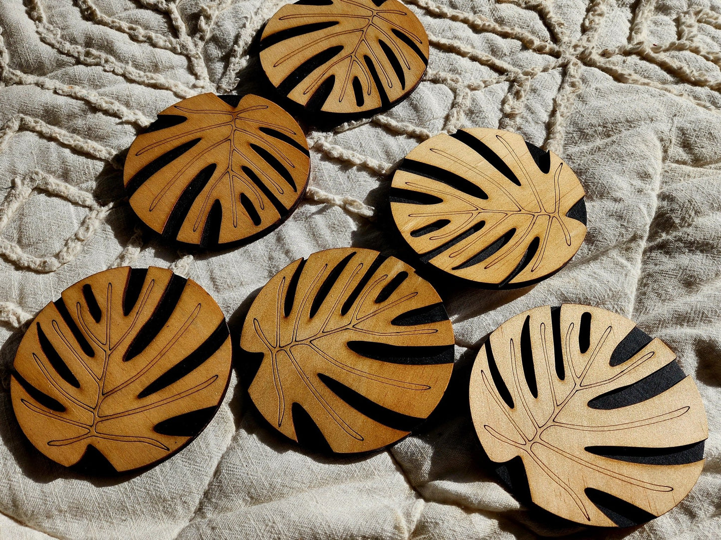 Coasters - Layered Stylised Monstera - Serenity Bay Creative - Coasters